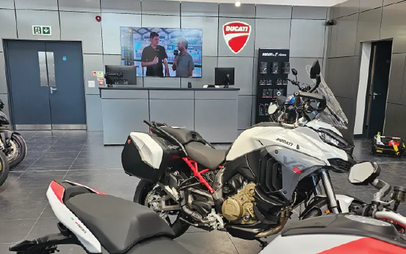 Ducati showroom reception with a ceiling cassette unit
