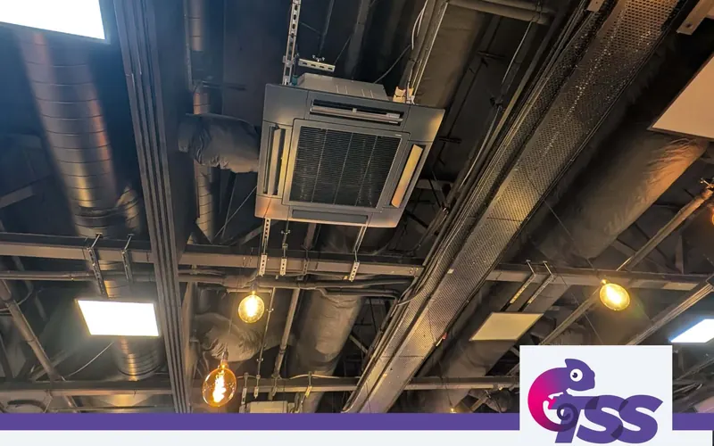 Ceiling cassette indoor unit in the Brighton Centre air conditioning upgrade